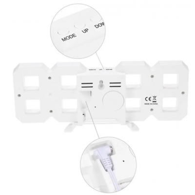 Электронные настольные LED часы с будильником и термометром LY 1089 белые (Белая подсветка)