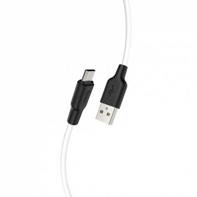 USB Кабель Micro USB HOCO X21 Plus "Silicone" 1М черно-белый