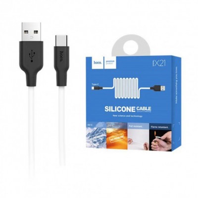 USB Кабель Type C HOCO X21 Plus "Silicone" 1М черно-белый