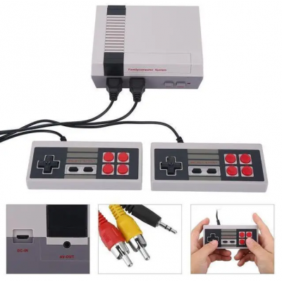 Игровая приставка Mini NES + 620 игр консоль с джойстиками Серая