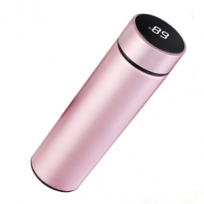 Бутылка термос с индикацией температуры для воды напитков стальной 500 мл Smart CUP Розовое золото