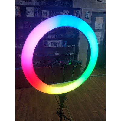 Кольцевая LED RGB лампа 45 см 60 W с держателем для телефона селфи кольцо для блогера СО ШТАТИВОМ