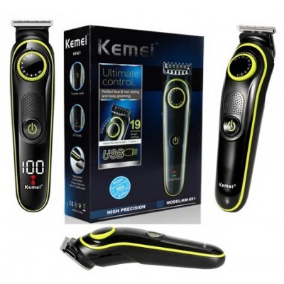 Машинка для стрижки волос и бороды аккумуляторная беспроводная Kemei KM-691