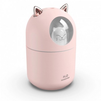Увлажнитель воздуха Humidifier H2O Cat USB с котиком на 300мл Розовый