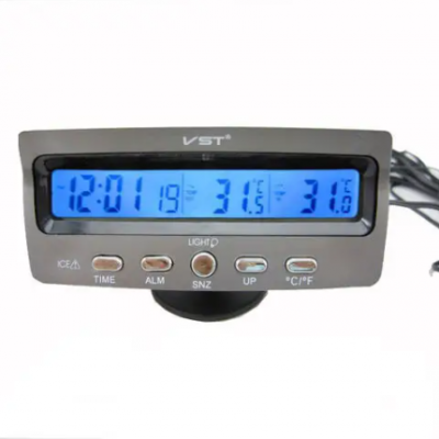 Настольные часы с термометром и выносным датчиком VST-7045 Синяя подсветка