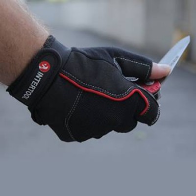Перчатка без пальцев, экокожа "amara ", защитные вставки на ладони, фиксация ремешком на липучке INTERTOOL SP-0145