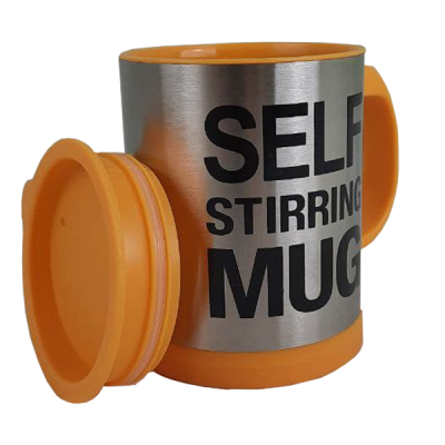 Кружка-мешалка чашка с крышкой SELF MUG 400мл Оранжевая