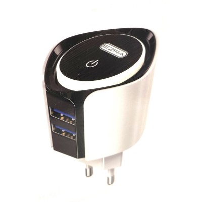 Сетевой адаптер Ezra HC 30 5V, 2.4A, 2 USB с кнопкой выключения Белый