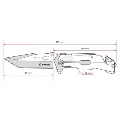 Нож складной 9,3 с лезвием для разрезания ремней INTERTOOL HT-0598