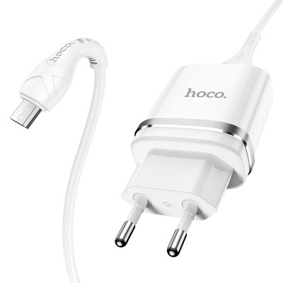 Зарядное устройство 220В 2 USB с кабелем 2.4A USB - Micro USB Hoco N1 Speedy Белый