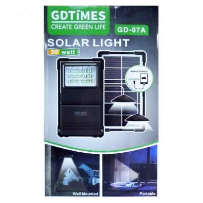 Фонарь портативный на солнечной батарее GDTIMES GD-07А солнечная зарядная станция + 2 лампочки