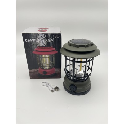 Светодиодный фонарь аккумуляторный LED кемпинговый Camping Lamp 27S с солнечной панелью Серый