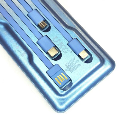 Внешний аккумулятор с солнечной панелью Power bank UKC 8285 10000 Mah зарядка кабель 4в1 Синий