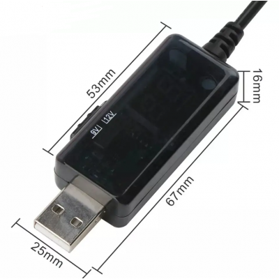 Кабель USB-DC для роутера 9V/12V с переключателем, питание от PowerBank, DC 5.5×2.1
