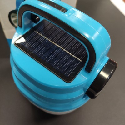Подвесной фонарь светильник LED с крючком для кемпинга с аккумулятором и солнечной панелью HB-V70 Синий
