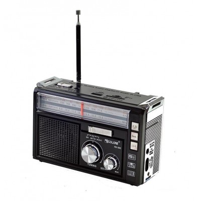 Радиоприёмник колонка с радио FM USB MicroSD и фонариком Golon RX-382 на аккумуляторе Чёрный