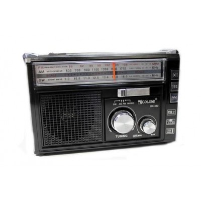Радиоприёмник колонка с радио FM USB MicroSD и фонариком Golon RX-382 на аккумуляторе Чёрный