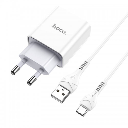 Зарядное устройство HOCO C81A Asombroso два USB порта Type-C со съёмным кабелем Белый