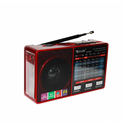 Радиоприёмник колонка с радио и фонариком FM USB MicroSD Golon RX-8866 на аккумуляторе Красный