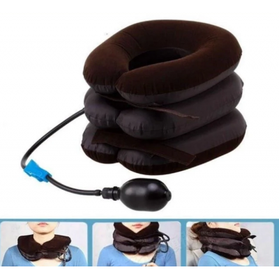 Ортопедический надувной воротник от остеохондроза Ting Pai с воздушной помпой, 20 см, коричневый