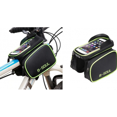 Сумка велосипедная B-Soul 57662  3 отделения, прозрачный карман под смартфон  на липучках