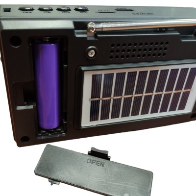 Радиоприёмник с солнечной панелью FM USB MicroSD и фонариком NS-8126S на аккумуляторе Чёрный
