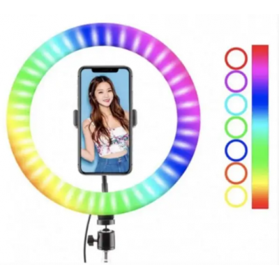 Кольцевая LED RGB лампа 30 см MJ30 с держателем для телефона селфи кольцо для блогера
