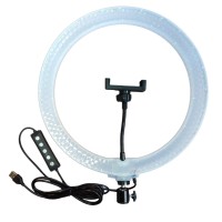 Кольцевая LED RGB лампа 33 см 20W 3D-33 с держателем для телефона селфи кольцо для блогера прозрачная