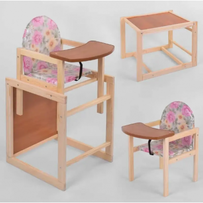 Детский стульчик для кормления со столиком №1111 "Розы" цвет розовый ТМ "Мася" Украина