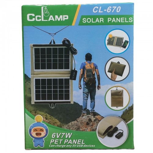 Солнечная панель трансформер CcLamp CL-670 7Вт зарядка от солнца Solar Panel Зелёная