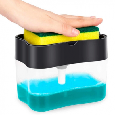 Диспенсер для моющего средства с подставкой для губки Soap Pump & Sponge Caddy Черный