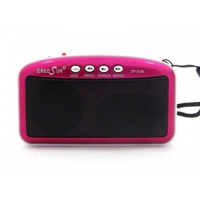 Радиоприемник портативный Red Sun SP-236 micro SD Розовый с белым