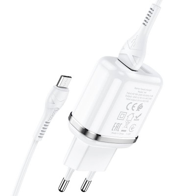Сетевое зарядное устройство Hoco N4 Aspiring 2USB 2.4A micro-USB Белый