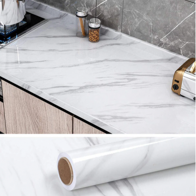 Самоклеящаяся водонепроницаемая пленка под белый мрамор для кухонных поверхностей 3м Kitchen sticker Dt