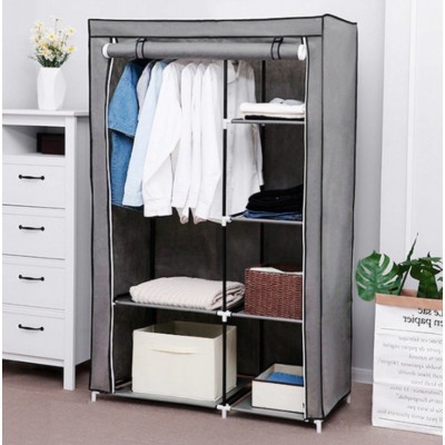 Тканевый шкаф для вещей Storage Wardrobe 88105 складной гардероб 2 секции, 105 х 45 х 170 см Серый