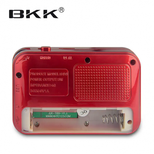 Радиоприёмник с FM USB MicroSD BKK S99 радио на аккумуляторе 18650 Красный