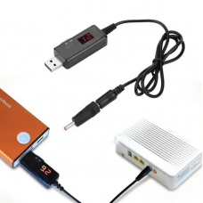 Кабель USB-DC для роутера 9V/12V с переключателем, питание от PowerBank, DC 5.5×2.1