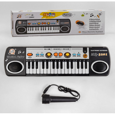 Пианино детское MQ 3201 на батарейках, микрофон, 8 ритмов, 3 тона, 24 демо мелодии, синтезатор