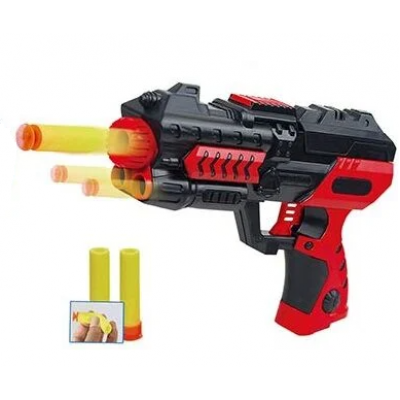 Пистолет игрушечный детский 017 B мягкие патроны на присоске Красный