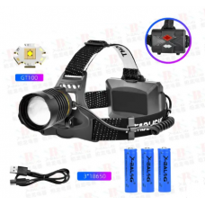 Мощный Налобный фонарь Arexes AR-8059-3-GT100 фонарик 1000 Lumen 3 аккумулятора 18650