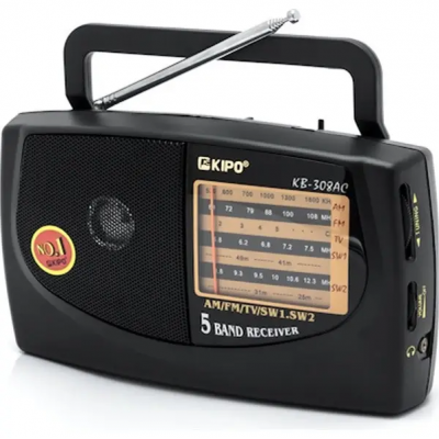 Радиоприемник радио FM ФМ KIPO KB-308AC Чёрный