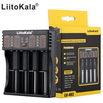 Универсальное зарядное устройство LiitoKala Lii-402 для 4-х аккумуляторов 18650, АА, ААА Li-Ion, LiFePO4, Ni-Mh PowerBank