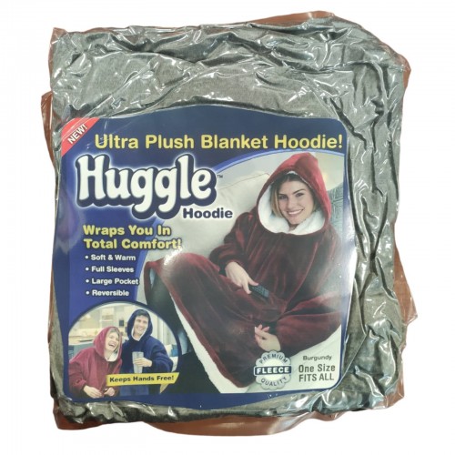 Толстовка-плед с капюшоном Huggle Hoodie Ultra Plush Blanket | Плюшевая кофта | Плед с рукавами Oversize СЕРЫЙ