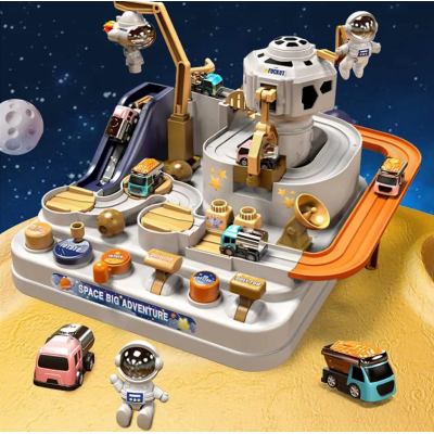 Парковка детская трек механический для машинок "Космическая станция" (3 вида машинок) 555-1