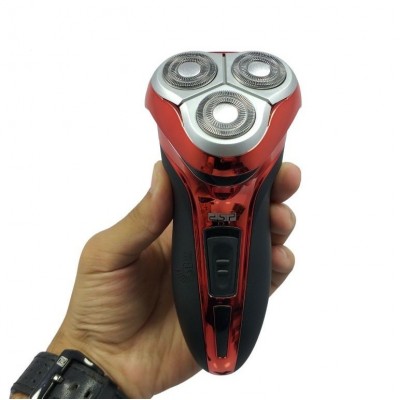 Электробритва для мужчин роторная для влажного и сухого бритья с триммером DSP 60015 Красная
