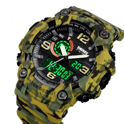 Часы наручные мужские SKMEI 1520CMGN с подсветкой Камуфляж