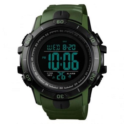 Часы наручные мужские SKMEI 1475AG с подсветкой Чёрные с зелёным