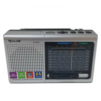 Радиоприёмник колонка с радио FM USB MicroSD Golon RX-6622 на аккумуляторе Серый