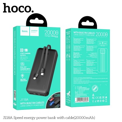 Внешний аккумулятор Power bank HOCO J118A Speed ​​energy 20000mAh батарея Чёрный