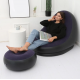 Надувное кресло диван 2в1 с пуфиком для ног A-Sofa до 150 кг Чёрный с фиолетовым